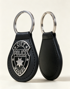Custom Engraved Metal Badge <b>Leather</b> <b>Keychain</b> | Gold/Nickel Plated Zinc Alloy Key Ring Fob | <b>Leather</b> Key Holder - Product Image 6