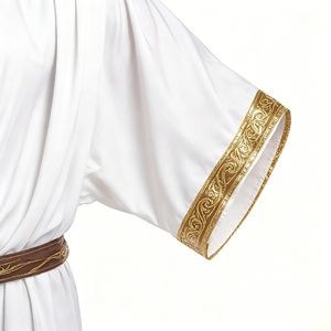Disfraz de Toga Griega Antigua para Hombre, Túnica Blanca de <span class=keywords><strong>Emperador</strong></span> Romano con Adornos Dorados, Corona de Laurel y Accesorios, Cosplay de Halloween - Product Image 6