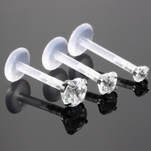 Anneaux de piercing labret en PTFE Bioplast pour lèvres et cartilage, avec zircon cubique, bijoux de corps - Product Image 5