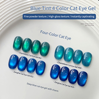 Série de 4 couleurs : Nouveau vernis à ongles gel effet œil de chat caméléon, fini lisse et scintillant, nécessite une lampe UV pour sécher