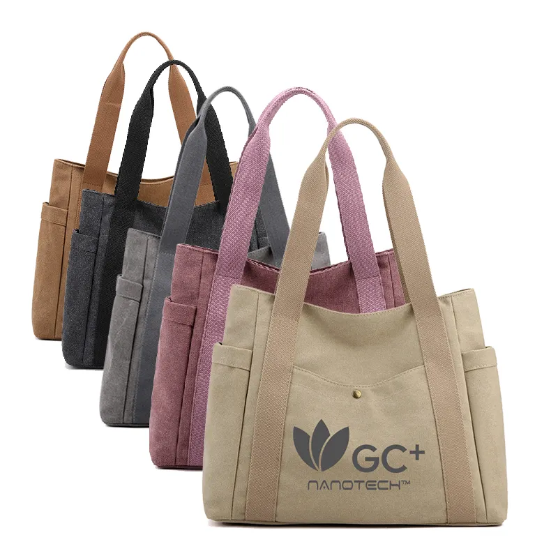 Sacs fourre-tout en toile multicouche grande capacité femmes sac à bandoulière unique cadeau promotionnel logo personnalisé/sac fourre-tout de couleur