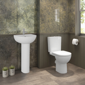 450 Piédestal de lavabo de salle de bain Lavabo à <span class=keywords><strong>main</strong></span> en céramique blanche moderne Piédestal complet Lavabo rond - Product Image 5