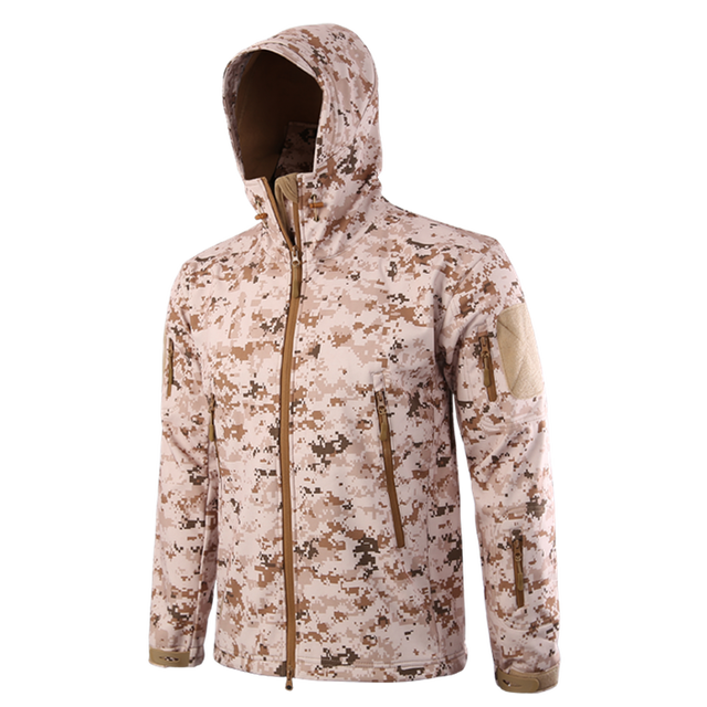 Desert Camouflage Men Softshell Jacket Hunting Suit Waterproof Fleece Tactical Jacket