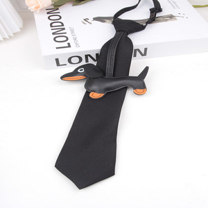 Corbata negra con diseño de perro Dachshund, fácil de usar, para hombres y mujeres, accesorio de moda, material de poliéster - Product Image 1