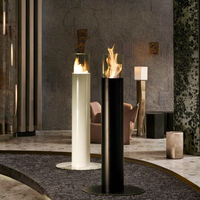 Colonne de foyer au bioéthanol autoportante pour extérieur, jardin, villa, patio, hôtel – Chauffage décoratif
