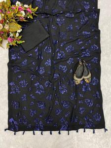 เสื้อผ้าแฟชั่นแบบดั้งเดิมของอินเดียชุดปาร์ตี้บริสุทธิ์ผ้าสารีพร้อมเสื้อสตรีสวยในราคาโรงงาน - Product Image 6