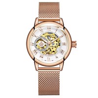 Montre mécanique automatique squelette pour femme, cadran romain, lumineuse, étanche, cadeau idéal