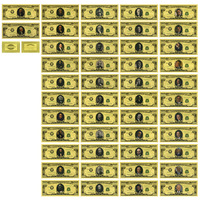 Lot de 46 billets de banque dorés des présidents américains - 15,5x6,5cm, en PET, avec feuille d'or, billets fantaisie de million de dollars, cadeau souvenir pour