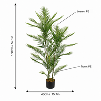 Palmier Areca Artificiel Réaliste de 1,5 m, Faux Dypsis Lutescens en Pot, Décoration Intérieure pour Salon, Bureau, Hôtel, Vente en Gros
