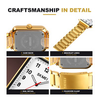 Montres à quartz pour couple SKMEI 1954, bracelet en acier inoxydable, résistantes à l'eau 3BAR, montres-bracelets assorties pour anniversaire de mariage
