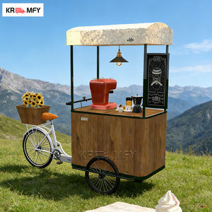 Tricycle à café à poussée manuelle, nouveau design, pour café mobile, camionnette à glace, chariot de vente ambulante - Product Image 3
