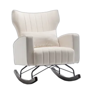 Nursery Rocking Chair,Upholstered Glider Chair with High Backrest Armchair Chair for Living Room Bedroom Offices