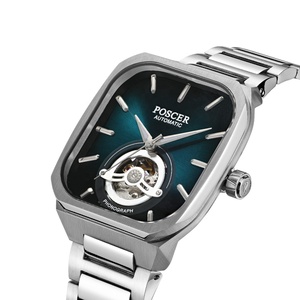 Reloj mecánico automático de acero inoxidable ahuecado cuadrado de lujo para hombre Relojes de moda más vendidos de alta calidad - Product Image 3