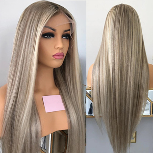 Full Lace Pruik Voor Vrouwen Highlight Bruine Rechte 100% Remy Menselijk Haar Onzichtbare Kant Lijmloze Pruik Gebleekte Knoop Mensenhaar Pruik - Product Image 1