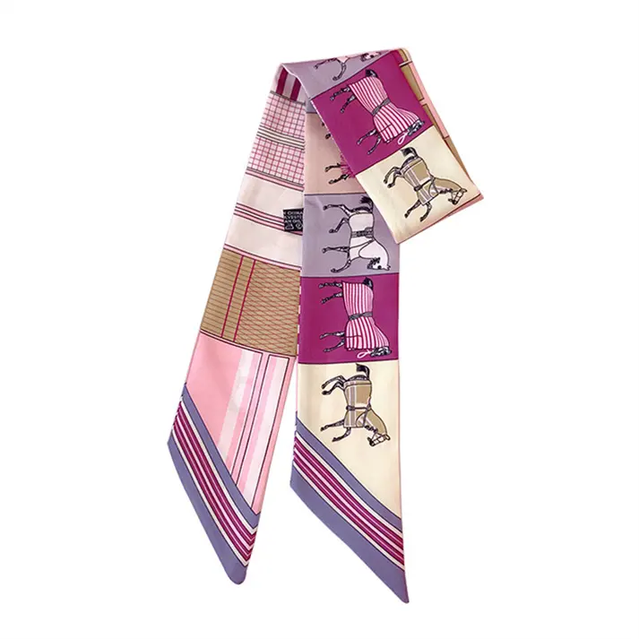 Spring Luxury Brand Ladies Horse Printed Long Equestrian Silk Scarf Shawl Women Designer Scarf Styles Silk Ribbon Silk Scarves