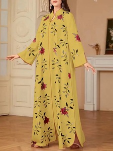 Abaya Informal Moderna de Alta Calidad con Estampado para Mujeres Musulmanas, Vestido Islámico Modesto, Proveedor Mayorista de China con Tela Premium - Product Image 3