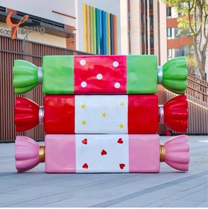 <span class=keywords><strong>Caramelle</strong></span> a forma di scultura in fibra di vetro su misura con materiale in resina lungo rettangolo panca per sedia a riposo per decorare parchi - Product Image 4