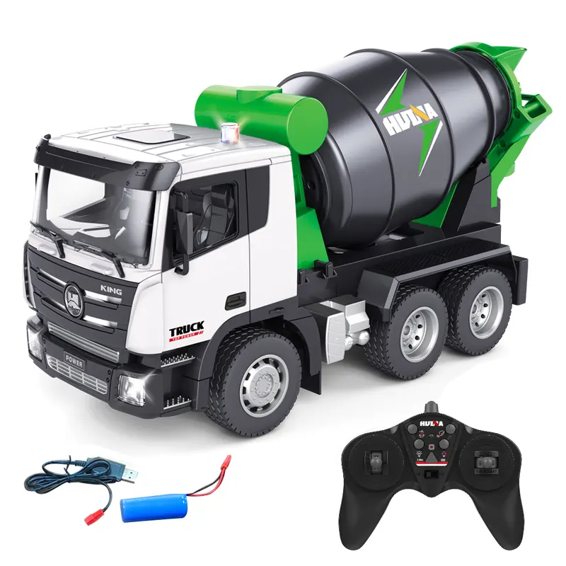 2.4G 1:18th 9ch Rc Cement Mixer Truck 1557 Rc Construction Agitating Lorry Mixer Truck with Lights