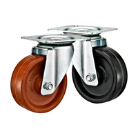 Roue en résine phénolique haute température 320 ° Roue de style européen C Brown 80/100 mm avec support galvanisé pivotant/fixe