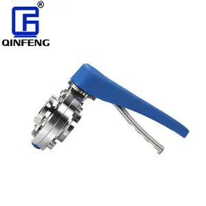 QINFENG Water Industrial Usage Sanitary Stainless 304 316 Plastic Multi Position Handle Welded Manual Butterfly Valve For Food