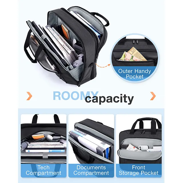 BSCI Custom Logo Fashion Travel Nylon Laptop Backpack Convertible Custom Tote Briefcase Backpacks Laptop Bags For Men