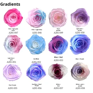 D427 Caja de Materiales para DIY de Ramo de Regalo de San Valentín, Color Degradado Azul Hielo de Ensueño, con Cabezales de Rosa Preservada - Product Image 3