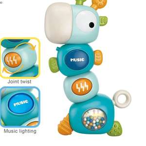 Apaisant <span class=keywords><strong>hochet</strong></span> de dentition jouet sensoriel bébé musique éclairage mignon girafe main secouant anneau de dentition cloche 2025 <span class=keywords><strong>hochet</strong></span> de dentition - Product Image 4