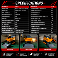 Nouvelle mini-chargeuse sur chenilles diesel de 442 kg avec composants d'engrenage - Produit du fabricant pour usage domestique