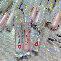 Tube de Brillant à Lèvres Tendance avec Strass, Logo Privé, Tubes Vides de Brillant à Lèvres Forme Ronde, Tube de Rouge à Lèvres Scintillant Meilleure Vente
