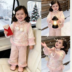Tongxingyuan Girls Traditional Chinese New Year Outfit Set Thickening Two Piece For Baby Girls Winter Dress - Product Image 3