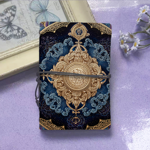 Carnet de notes compact A6 fait main utile pour les analystes financiers idéal pour les prévisions budgétaires et les billets d'investissement avec Golde orné - Product Image 2