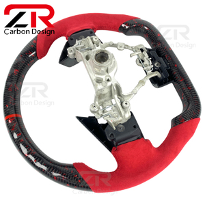 Volante Deportivo Personalizado de Fibra de Carbono Forjada en Rojo para <span class=keywords><strong>Subaru</strong></span> WRX STI S4 VAB VAG, Interior de Auto de Lujo - Product Image 3