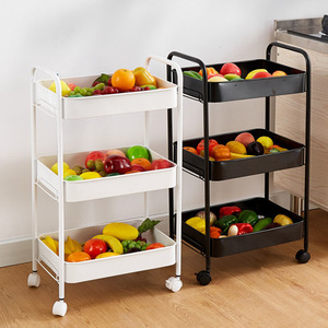 Top Sellers Mobile Rolling Metal Storage Cart With Caster Wheels 3-Tier <strong>Shelving</strong> Easy to Assemble Kitchen Organizer Rack - Product Image 2