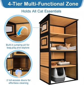 Grande Recinto per Gatti a 4 Livelli, Design Walk-in con 5 Porte, Tetto in Asfalto Resistente alle Intemperie, Copertura in PVC per Uso Interno/Esterno - Product Image 4