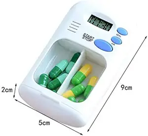 Smart Pill Box Double Grid Pill Box Electronic Reminder with Timing Alarm Clock