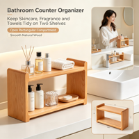 Étagère de rangement de bureau à deux niveaux en bois massif, présentoir minimaliste pour comptoir, organisateur de table pour fournitures de bureau