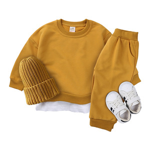 Otoño color puro liso 2 piezas conjunto cálido Bebé <span class=keywords><strong>Ropa</strong></span> para niños 2-5 - Product Image 3