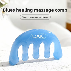 Peine de Masaje de Cinco Garras en Forma de Media Luna Azul - Terapia de Meridianos del Cuero Cabelludo para Relajación y Masaje Nutritivo para la Salud - Product Image 1