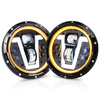 إكسسوارات سيارة ovs 50W 7 بوصة مصابيح أمامية ليد مع إشارة انعطاف DRL على شكل V شعاع منخفض مرتفع لسيارة جيب wransler JK