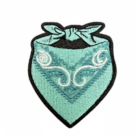Nouveau produit : Denim turquoise avec broderie informatique à paillettes noires, broderie de dessins animés thermocollante