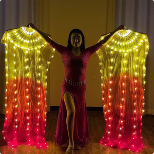 Éventail en soie LED chinois de 1,5 mètre pour la danse du ventre, éventail lumineux coloré pour femmes, fournitures de danse pour le Nouvel An - Product Image 1