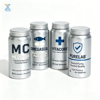 Cylindre en aluminium personnalisé 50*100mm 120ml de qualité alimentaire avec bouchon à vis, sérigraphié, pour poudre d'huile de poisson, vitamine B, thé, aliments pour animaux de compagnie et produits alimentaires