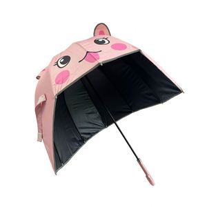 Paraguas Recto con Diseño de Animal de Dibujos Animados en 3D, con 6 Varillas y Mango en Forma de J, para Niños, con Tiras Reflectantes - Product Image 4