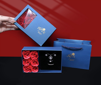 Boîte à bijoux promotionnelle en deux parties avec un design de 6 roses, boîte de rangement pour bagues, colliers et boucles d'oreilles, emballage cadeau romantique pour les fêtes