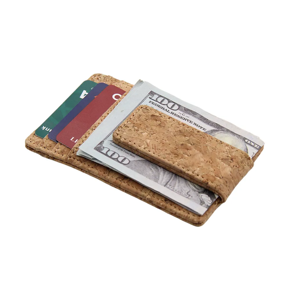चुंबक क्लिप कार्ड धारक पर्यावरण के अनुकूल पुरुषों की शाकाहारी काग आरएफआईडी बटुआ