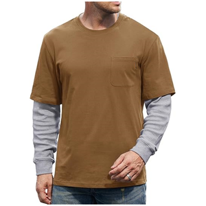 T-Shirt <span class=keywords><strong>con</strong></span> grafica pesante personalizzata t-Shirt <span class=keywords><strong>con</strong></span> tasca oversize da 300gsm t-Shirt a manica lunga a doppio strato di alta qualità - Product Image 5