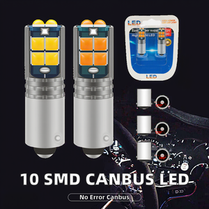 Ampoules LED Ba9s Bax9s Bay9s T4W H21W H6W 3030 10 SMD pour intérieur de voiture, type Festoon, Canbus sans erreur, 12V, ambre - Product Image 2
