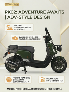Scooter à essence 125cc de style aventure avec pare-brise, panier avant, grand réservoir de 8L, cyclomoteur robuste pour le camping et les trajets quotidiens - Product Image 2