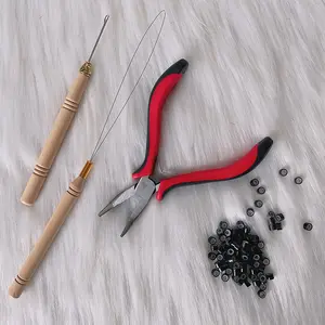Salon Kit Lieferanten Micro Nano Ring Perlen Verlängerungen Micro link Perlen Haar verlängerungen Werkzeuge rote Zange Kits Werkzeuge Zangen Set