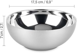 Ensemble de bols à salade ronds en acier inoxydable classique moderne avec finition polie, lavable au lave-vaisselle, pour un service alimentaire durable - Product Image 2